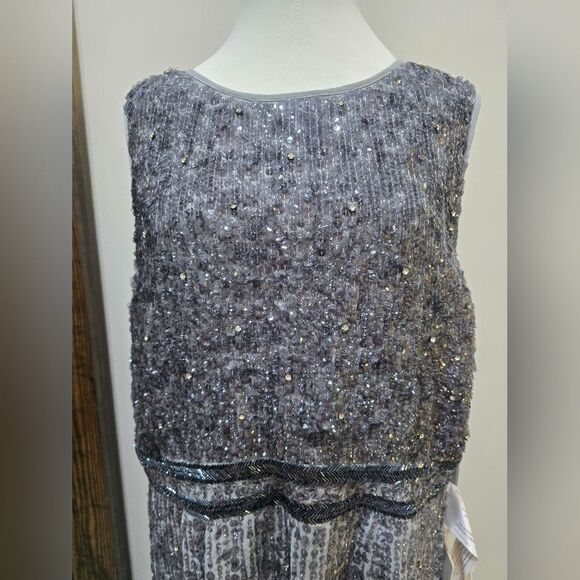 Mac Duggal 10509 Sleeveless Beaded Midi Sheath Cocktail Dress NWT sz 20 gray - Picture 6 of 7